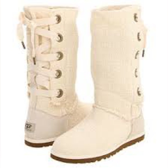 UGG Australia Heirloom Lace Up Corset Boots in Cream Size 7 - Picture 1 of 5